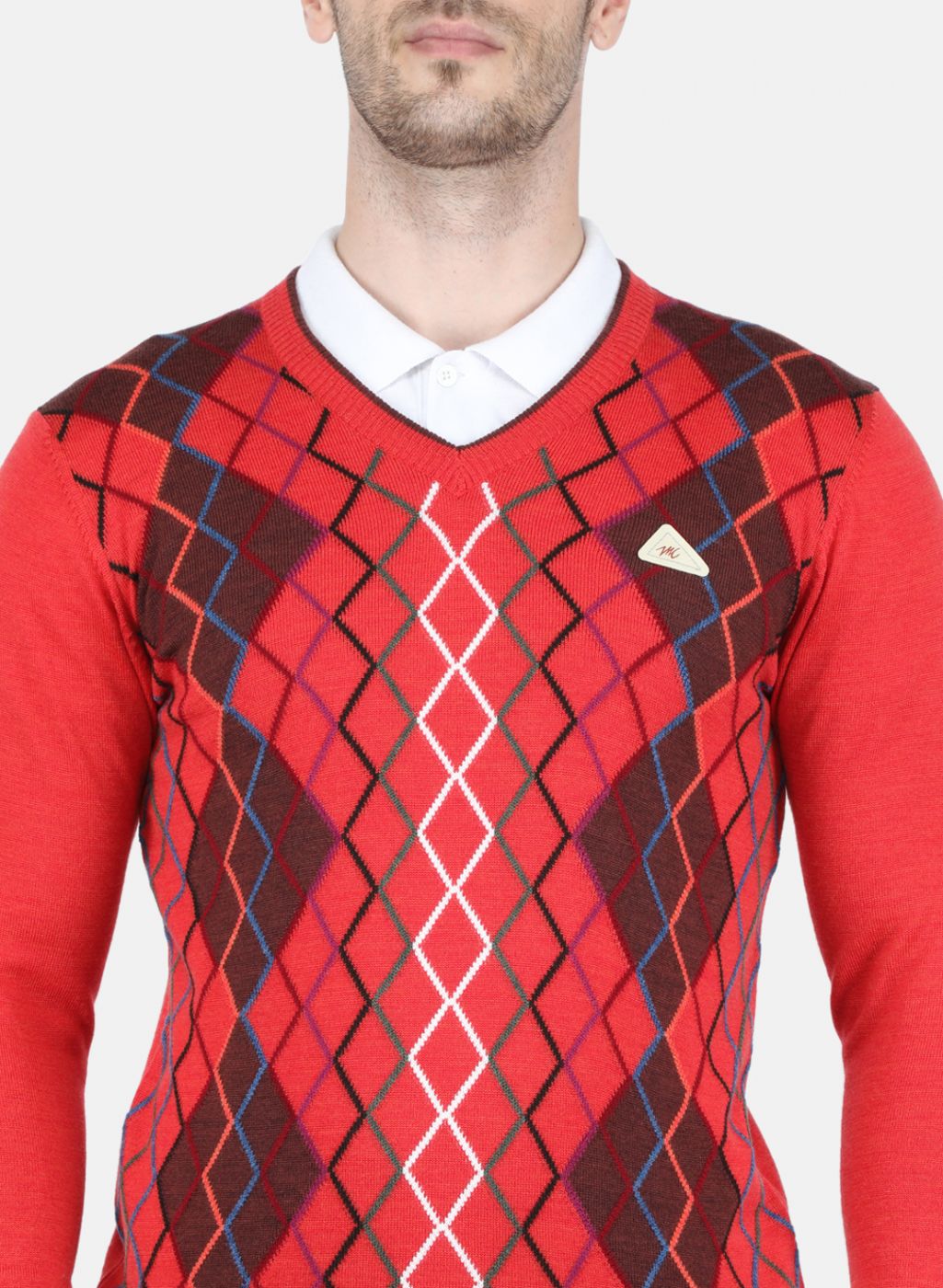 Men Red Printed Pullover