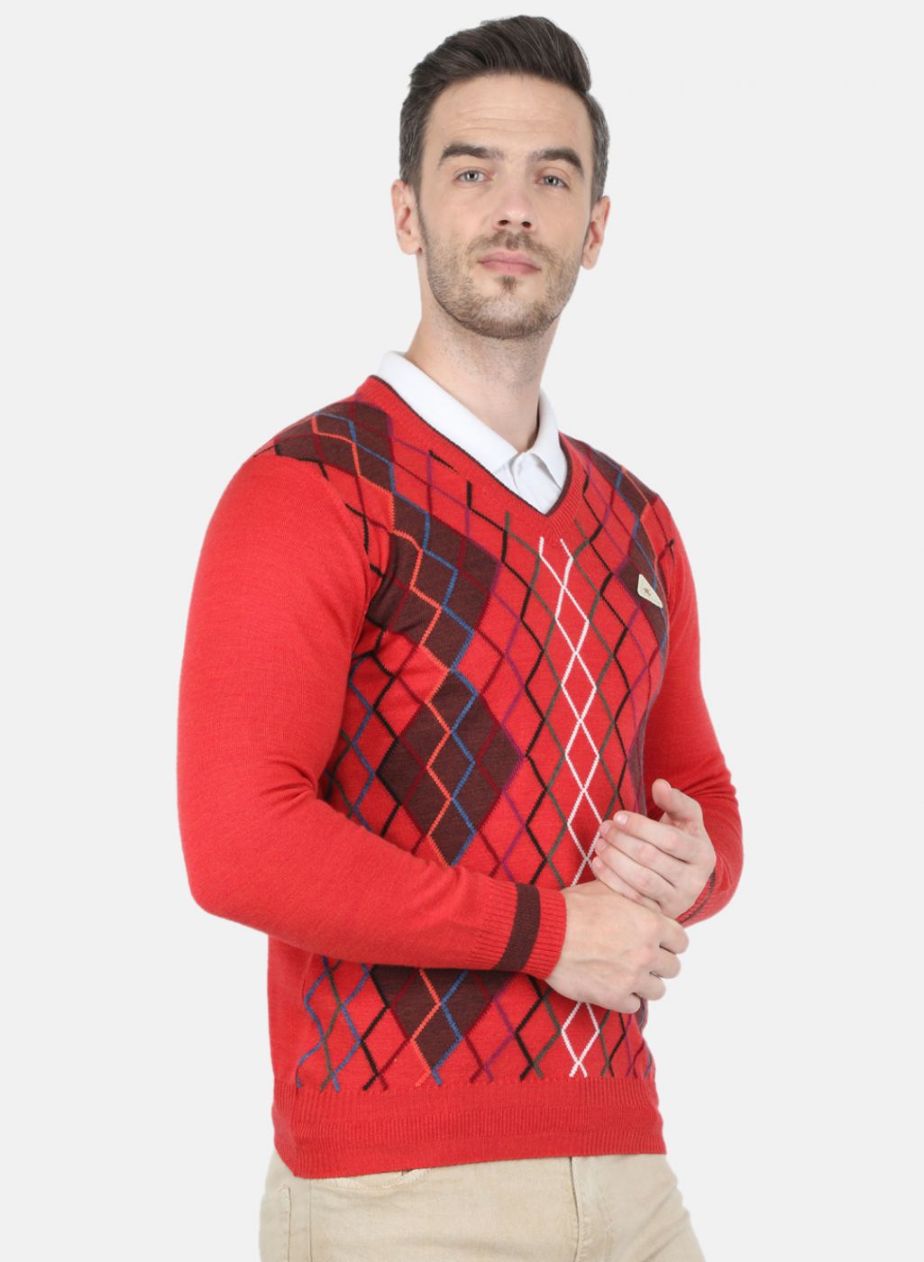 Men Red Printed Pullover