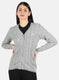 Women Grey Self Design Cardigan