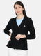 Women Black Self Design Cardigan