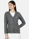 Women Grey Self Design Cardigan