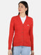 Women Orange Self Design Cardigan