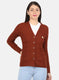 Women Brown Self Design Cardigan