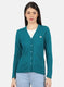 Women Blue Self Design Cardigan