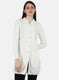 Women White Self Design Coat