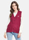 Women Purple Self Design Cardigan