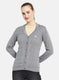Women Grey Self Design Cardigan