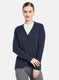 Women Navy Blue Self Design Cardigan