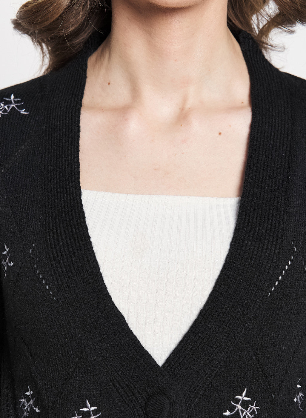 Women Black Self Design Cardigan