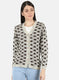 Women Light Brown Self Design Cardigan