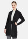 Women Black Self Design Cardigan