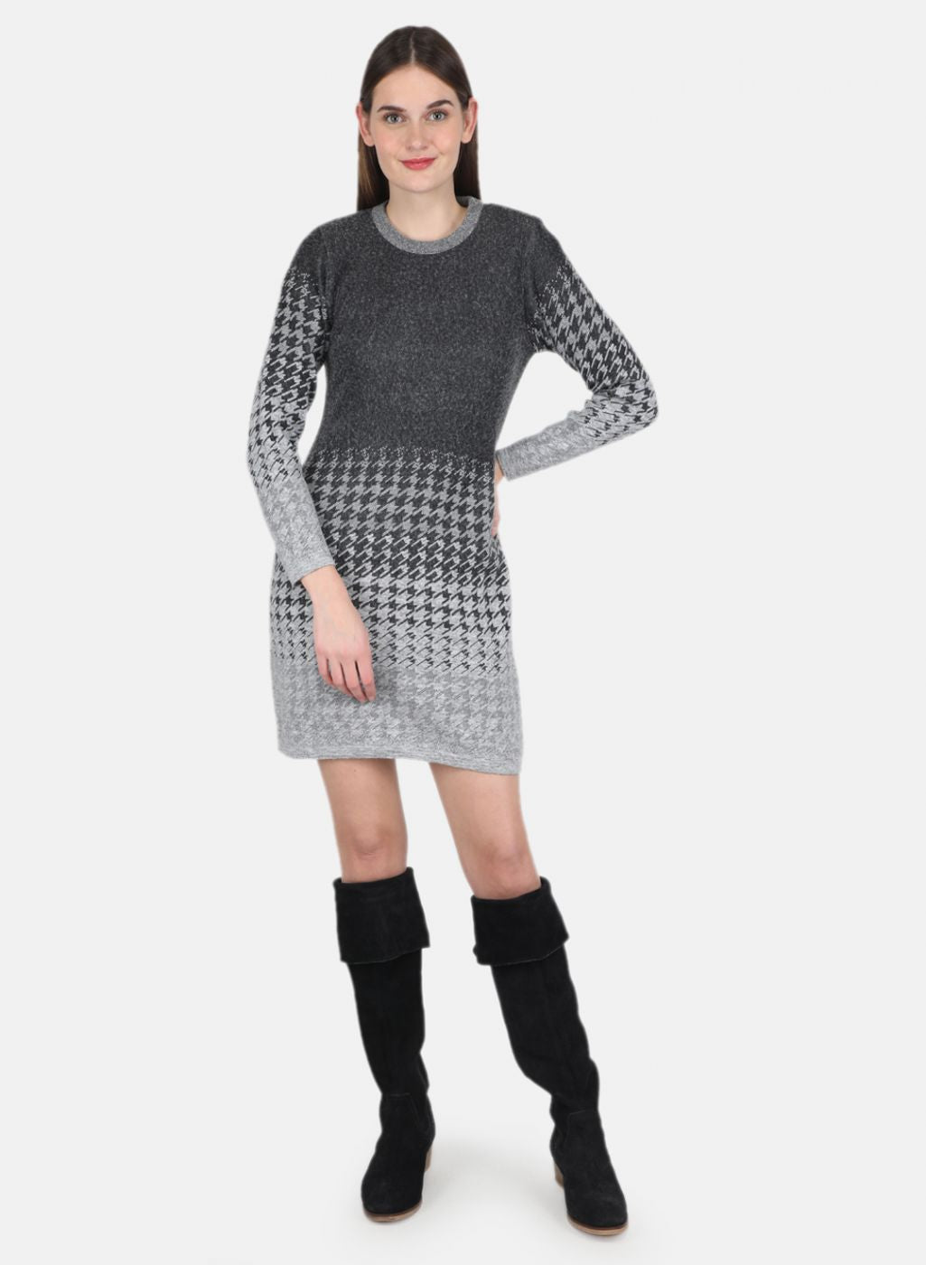 Women Grey Jaquard Dress