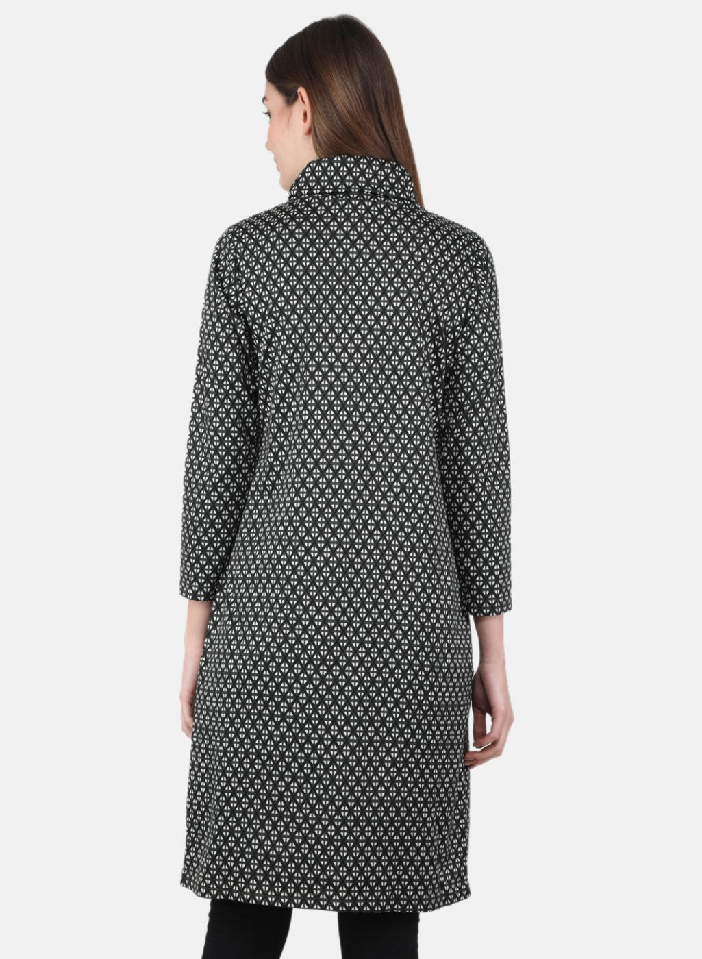 Women Olive Self Design Dress