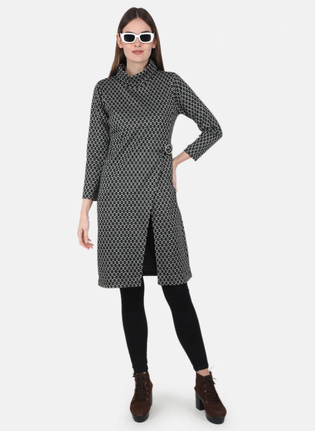 Women Olive Self Design Dress