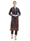 Women Blue Self Design Winter Kurti