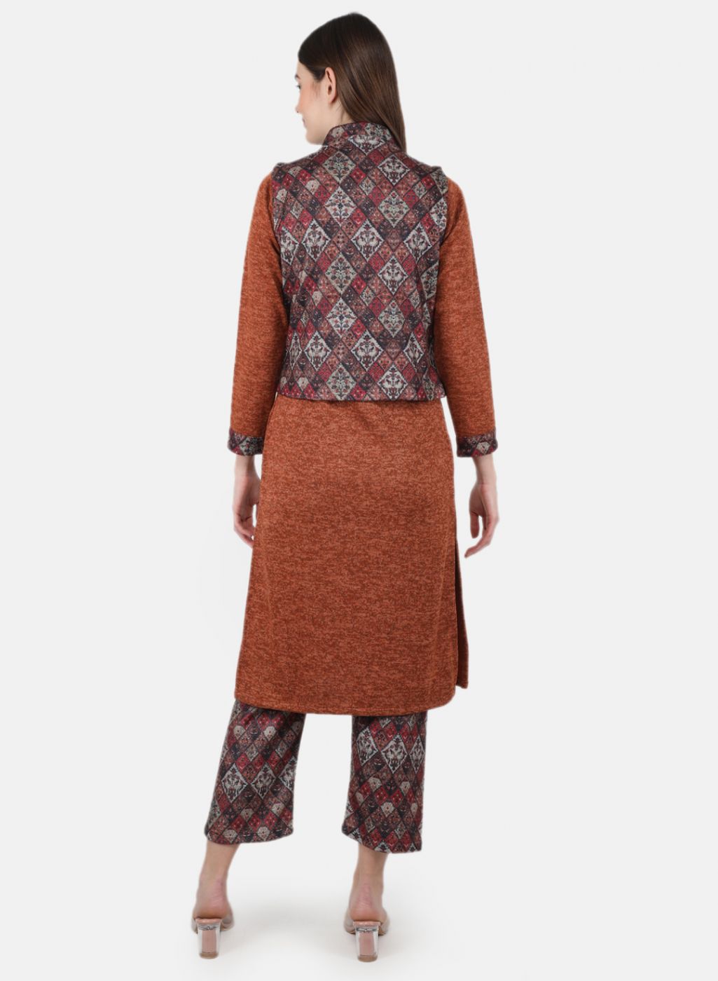 Women Multicolor 3 Pc Kurti+Jacket+Lower for Winter