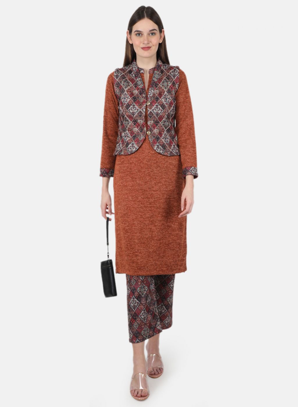 Women Multicolor 3 Pc Kurti+Jacket+Lower for Winter