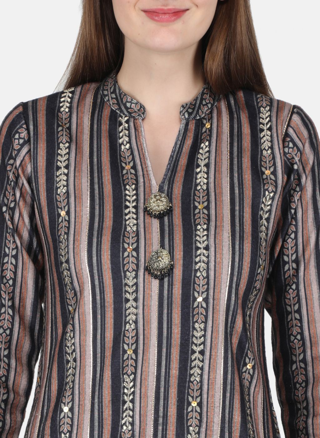 Women Brown Kurti+Lower Set for Winter