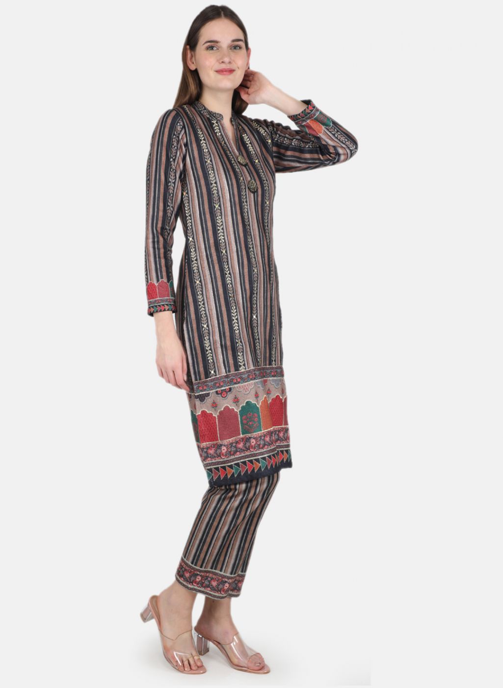 Women Brown Kurti+Lower Set for Winter