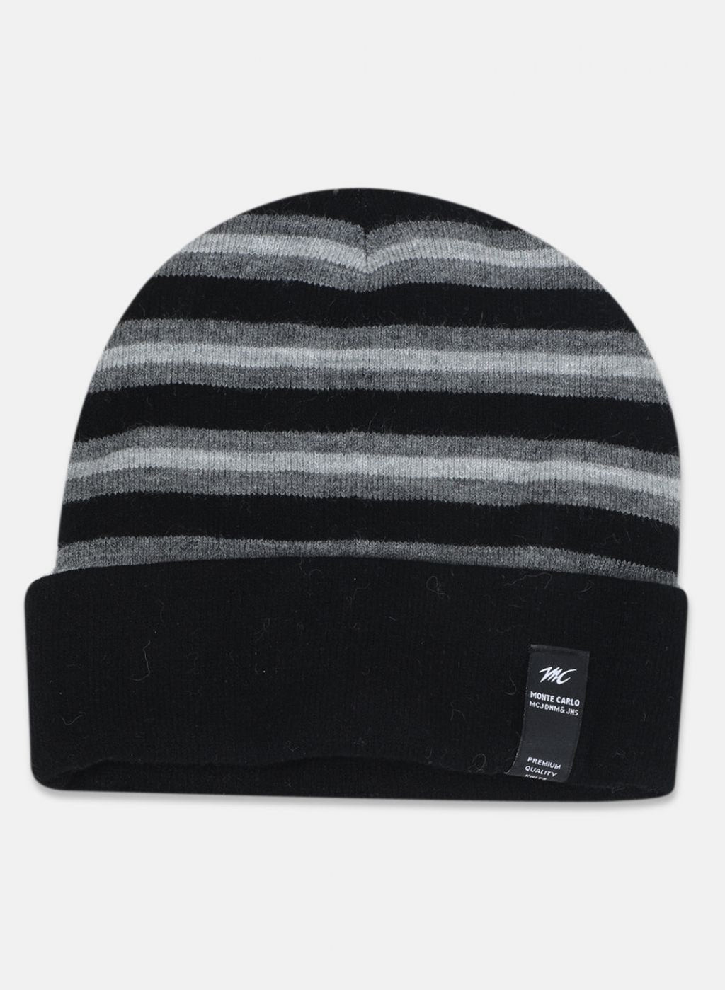 Men Black Self Design Cap