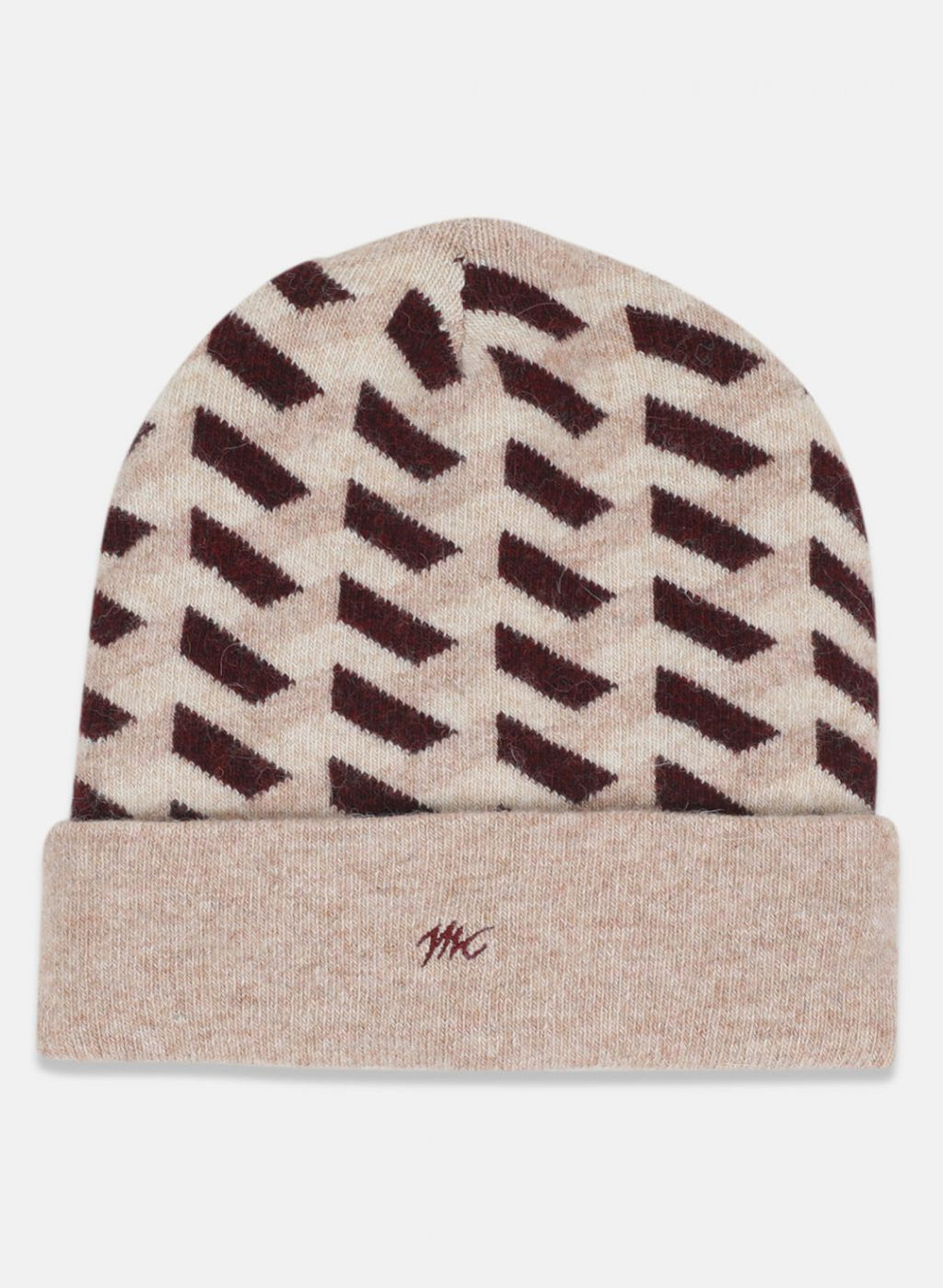 Men Beige Self Design Cap