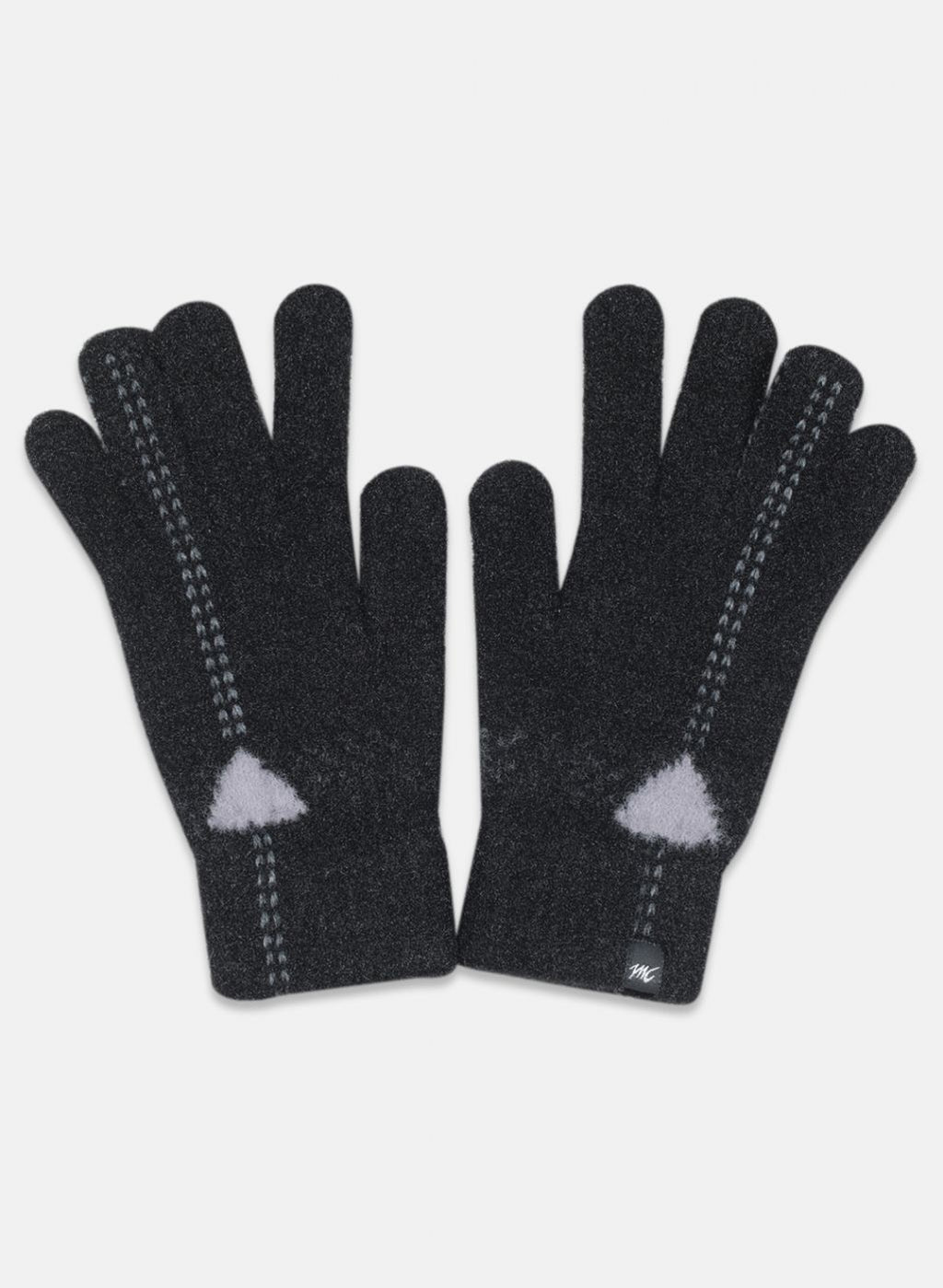 Women Black Self Design Gloves