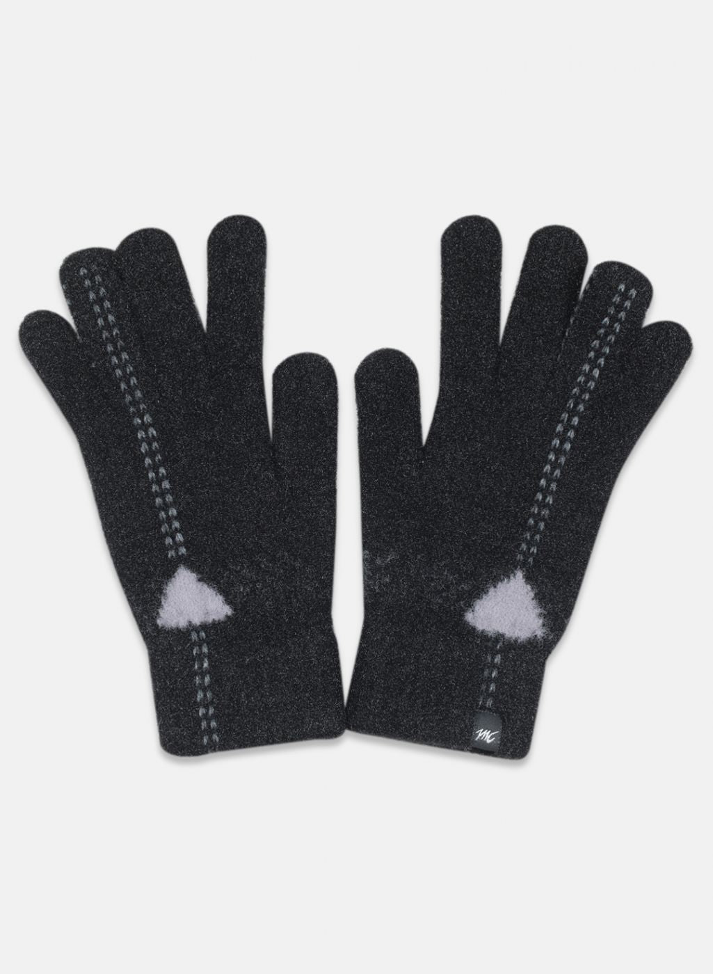 Women Black Self Design Gloves