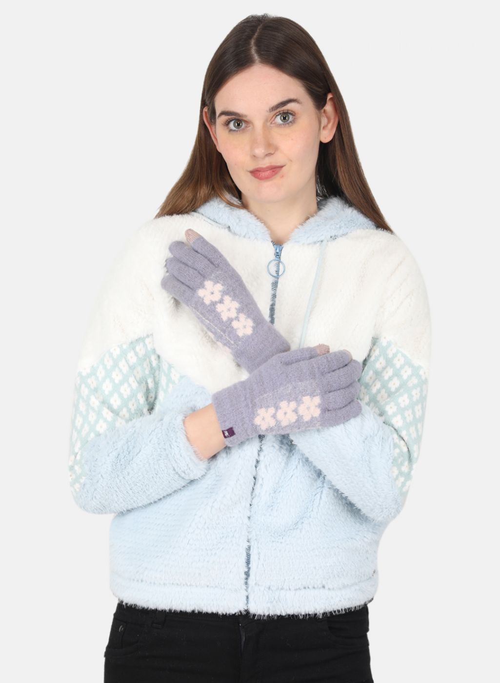 Women Purple Self Design Gloves