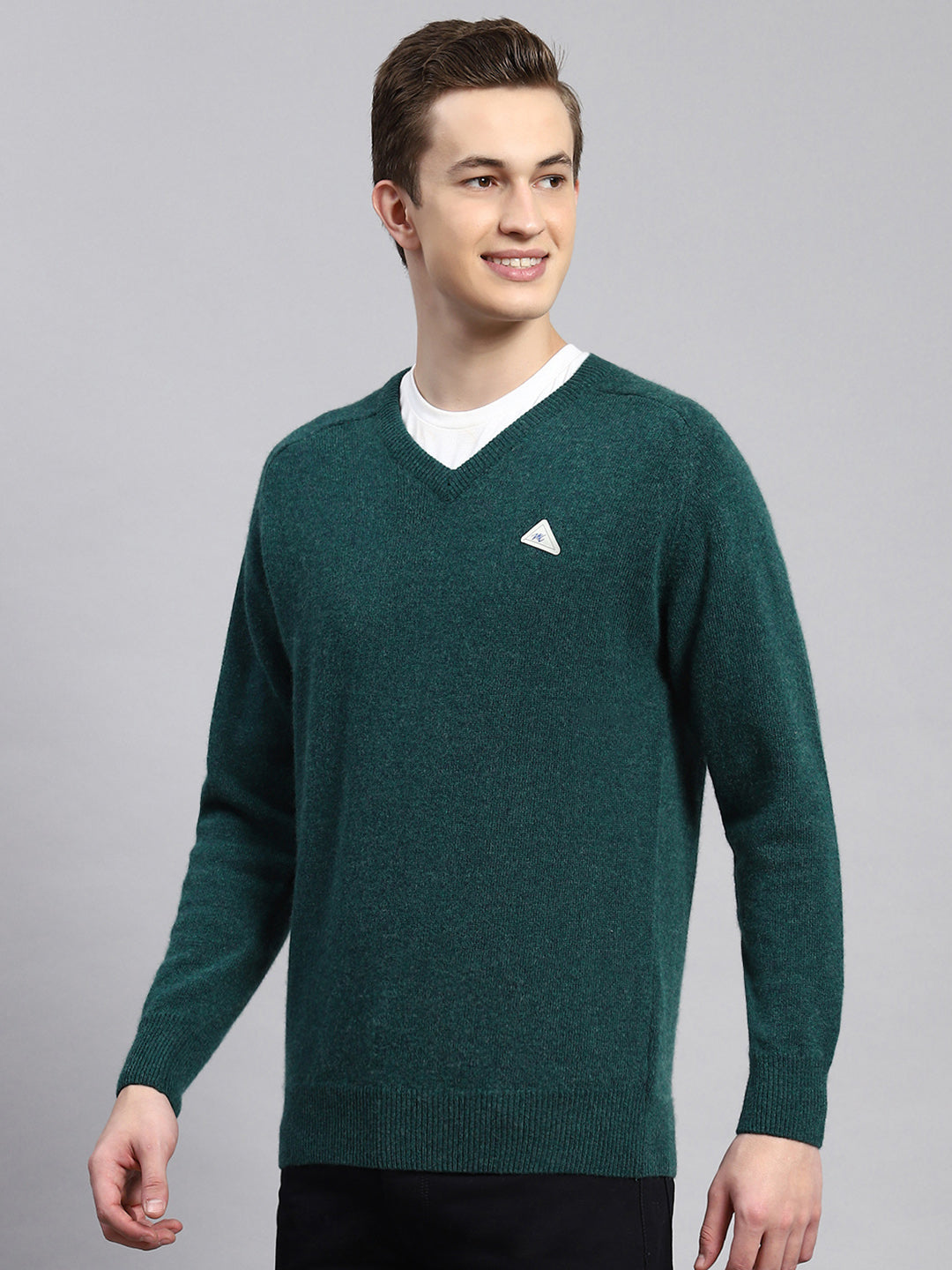 Men Green Solid Pullover