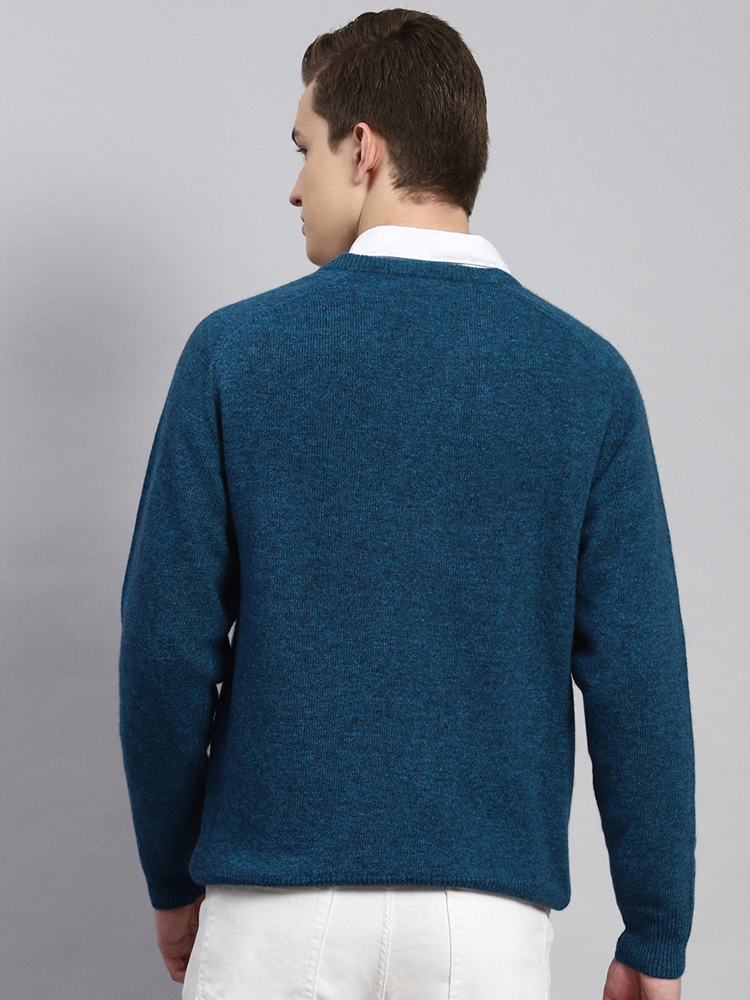 Men Turquoise Blue Solid Pullover