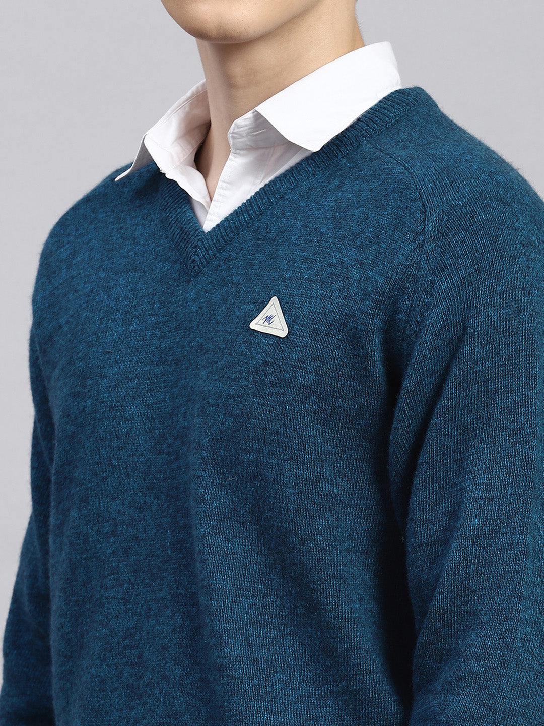 Men Turquoise Blue Solid Pullover