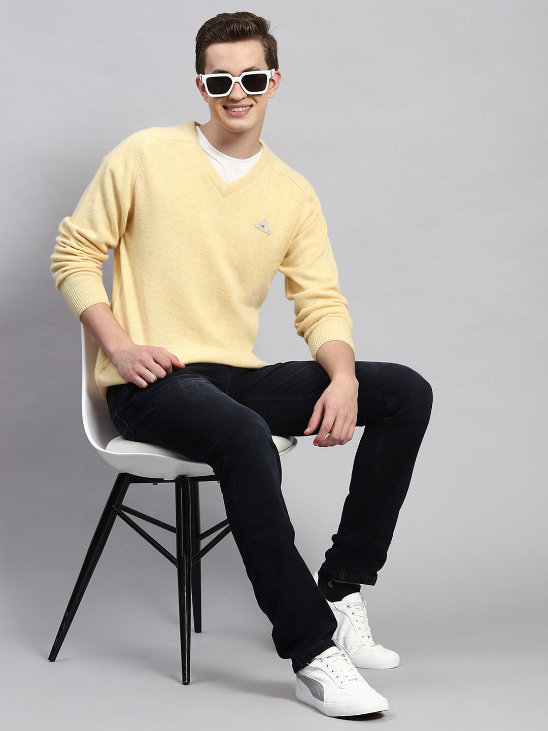 Men Yellow Solid Pullover
