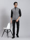 Men Grey Solid Stand Collar Sleeveless Sweaters/Pullovers