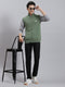 Men Green Solid Stand Collar Sleeveless Sweaters/Pullovers