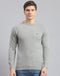 Men Grey Solid Round Neck Full Sleeve Pullover