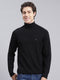 Men Black Solid Pure wool Pullover
