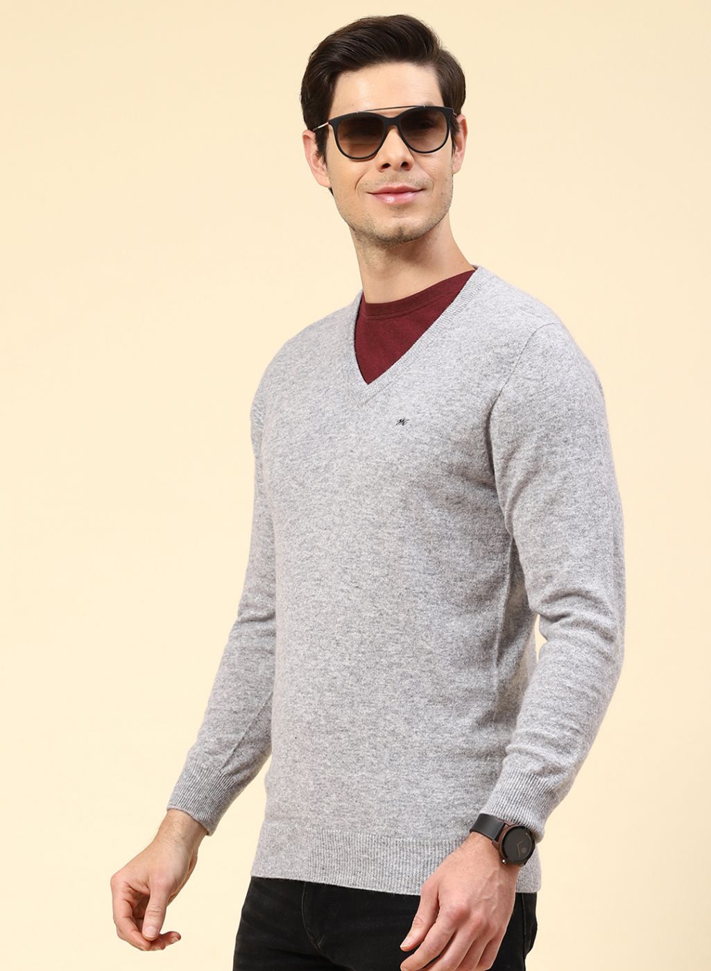 ovy Super Lamb Wool Crew Neck Cardigan ovy Super Comeback Lamb