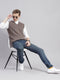Men Brown Solid V Neck Sleeveless Sweaters/Pullovers