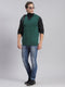 Men Green Solid V Neck Sleeveless Sweaters/Pullovers
