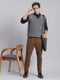 Men Grey Solid V Neck Sleeveless Sweaters/Pullovers