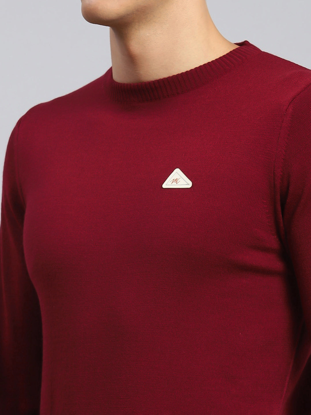 Men Red Solid Wool Blend Pullover