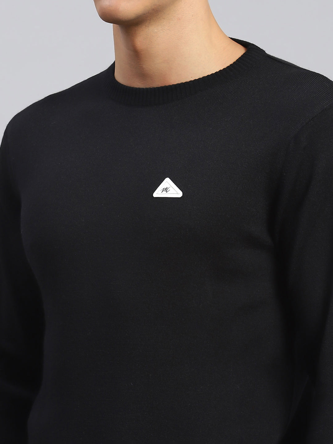 Men Black Solid Wool blend Pullover