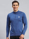 Men Blue Solid Wool blend Pullover
