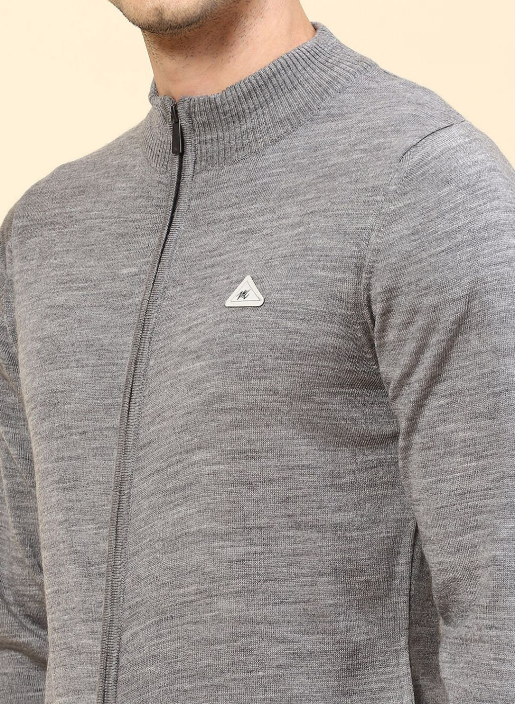 Men Grey Solid Wool blend Pullover