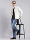 Men Cream Solid V Neck Full Sleeve Cardigans