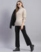 Women Beige Solid H Neck Full Sleeve Sweater