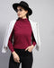 Women Maroon Solid High Neck Full Sleeve Top