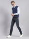 Men Navy Blue Solid V Neck Sleeveless Sweaters/Pullovers