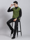 Men Green Solid V Neck Sleeveless Sweaters/Pullovers