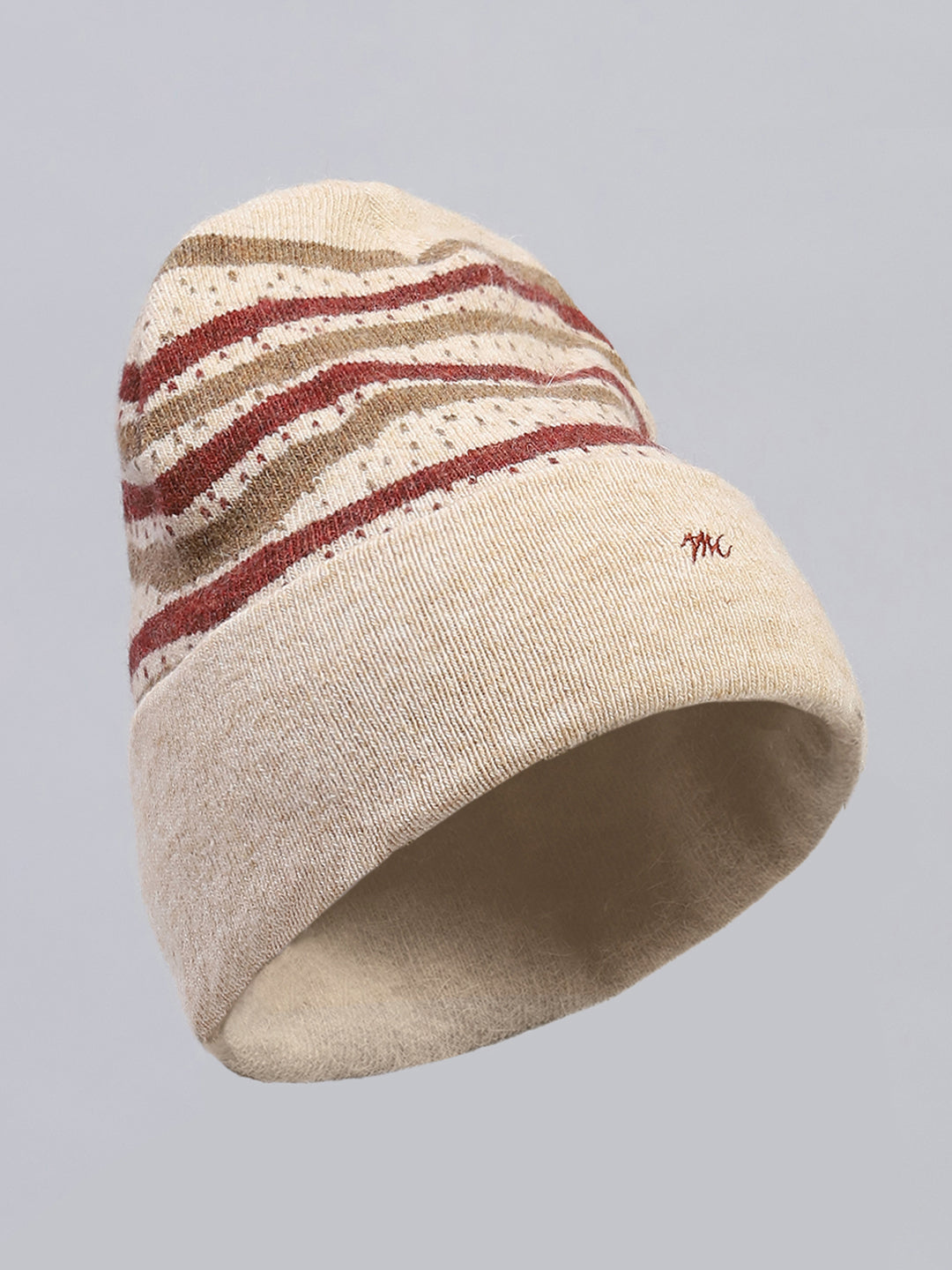 Men Beige Self Design Cap